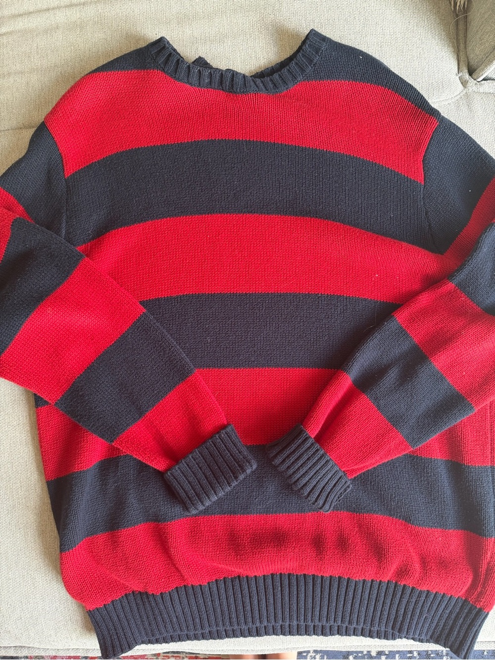 Brandy Melville Red & Black Striped Crewneck Sweater